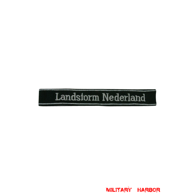 WWII German SS 34th Volunteer. Gren.Div. Landstorm Nederland EM/NCO cuff title WW2 German badge,wehrmacht cufftitle,Luftwaffe cufftitle,SS cufftitle,SS Landstorm Nederland cuff title,WW2 German cufftitle,German insignia,WW2 German,WWII German,waffen ss insignia,WW2 reproduction,WWII German militaria