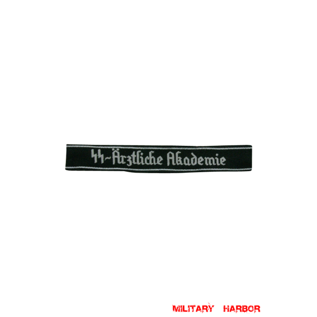 WWII German SS-Arztliche Akademie EM/NCO cuff title WW2 German badge,wehrmacht cufftitle,Luftwaffe cufftitle,SS cufftitle,SS Arztliche Akademie cuff title,WW2 German cufftitle,German insignia,WW2 German,WWII German,waffen ss insignia,WW2 reproduction,WWII German militaria