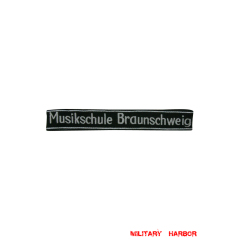 WWII German SS Musikschule Braunschweig EM/NCO cuff title WW2 German badge,wehrmacht cufftitle,Luftwaffe cufftitle,SS cufftitle,SS Musikschule Braunschweig cuff title,WW2 German cufftitle,German insignia,WW2 German,WWII German,waffen ss insignia,WW2 reproduction,WWII German militaria