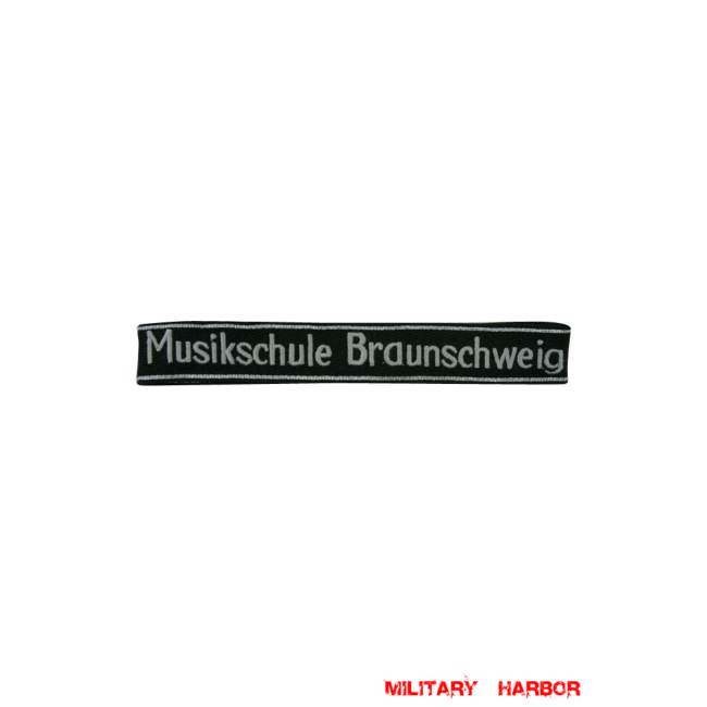 WWII German SS Musikschule Braunschweig EM/NCO cuff title WW2 German badge,wehrmacht cufftitle,Luftwaffe cufftitle,SS cufftitle,SS Musikschule Braunschweig cuff title,WW2 German cufftitle,German insignia,WW2 German,WWII German,waffen ss insignia,WW2 reproduction,WWII German militaria