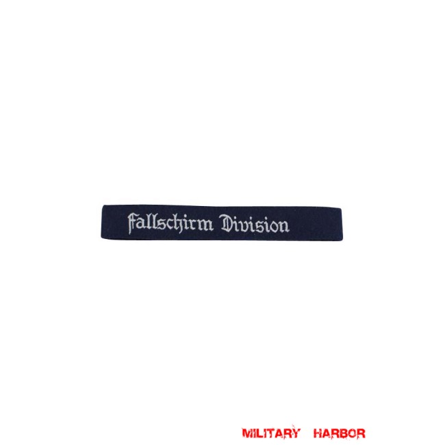 WWII German Luftwaffe Fallschirm Division EM dark blue backing cuff title WW2 German badge,wehrmacht cufftitle,Luftwaffe cufftitle,SS cufftitle,Luftwaffe Fallschirmcuff title,WW2 German cufftitle,German insignia,WW2 German,WWII German,waffen ss insignia,WW2 reproduction,WWII German militaria