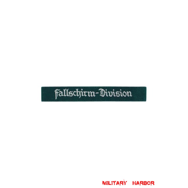 WWII German Luftwaffe Fallschirm Division EM dark green backing cuff title WW2 German badge,wehrmacht cufftitle,Luftwaffe cufftitle,SS cufftitle,Luftwaffe Fallschirmcuff title,WW2 German cufftitle,German insignia,WW2 German,WWII German,waffen ss insignia,WW2 reproduction,WWII German militaria