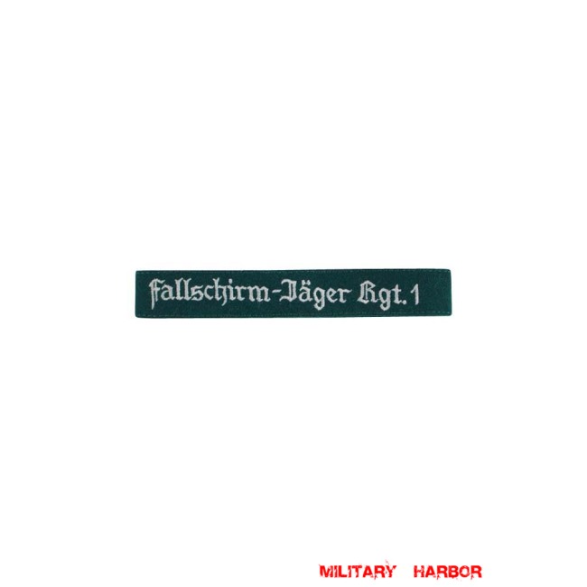 WWII German Luftwaffe Lw Fallschirmjäger Rgt.1 EM dark green backing cuff title WW2 German badge,wehrmacht cufftitle,Luftwaffe cufftitle,SS cufftitle,Luftwaffe Fallschirmjager Rgt.1 cuff title,WW2 German cufftitle,German insignia,WW2 German,WWII German,waffen ss insignia,WW2 reproduction,WWII German militaria