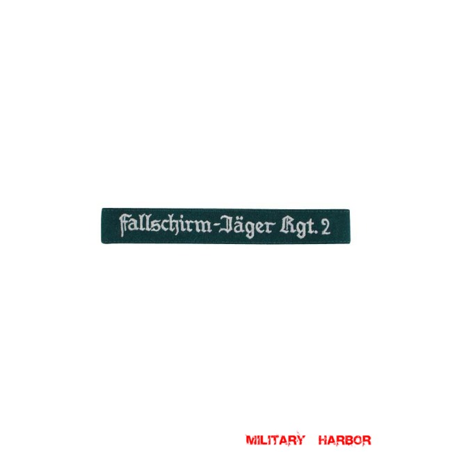 WWII German Luftwaffe Fallschirmjäger Rgt.2 EM dark green backing cuff title WW2 German badge,wehrmacht cufftitle,Luftwaffe cufftitle,SS cufftitle,Luftwaffe Fallschirmjager Rgt.2 cuff title,WW2 German cufftitle,German insignia,WW2 German,WWII German,waffen ss insignia,WW2 reproduction,WWII German militaria