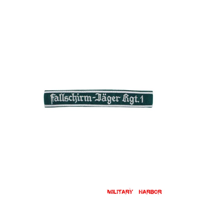 WWII German Luftwaffe Fallschirmjäger Rgt.1 NCO dark green backing cuff title WW2 German badge,wehrmacht cufftitle,Luftwaffe cufftitle,SS cufftitle,Luftwaffe Fallschirmjager Rgt.1 cuff title,WW2 German cufftitle,German insignia,WW2 German,WWII German,waffen ss insignia,WW2 reproduction,WWII German militaria