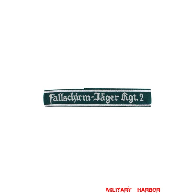 WWII German Luftwaffe Fallschirmjäger Rgt.2 NCO dark green backing cuff title WW2 German badge,wehrmacht cufftitle,Luftwaffe cufftitle,SS cufftitle,Luftwaffe Fallschirmjager Rgt.2 cuff title,WW2 German cufftitle,German insignia,WW2 German,WWII German,waffen ss insignia,WW2 reproduction,WWII German militaria