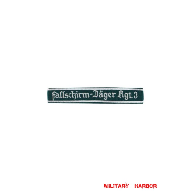 WWII German Luftwaffe Fallschirmjäger Rgt.3 NCO dark green backing cuff title WW2 German badge,wehrmacht cufftitle,Luftwaffe cufftitle,SS cufftitle,Luftwaffe Fallschirmjager Rgt.3 cuff title,WW2 German cufftitle,German insignia,WW2 German,WWII German,waffen ss insignia,WW2 reproduction,WWII German militaria