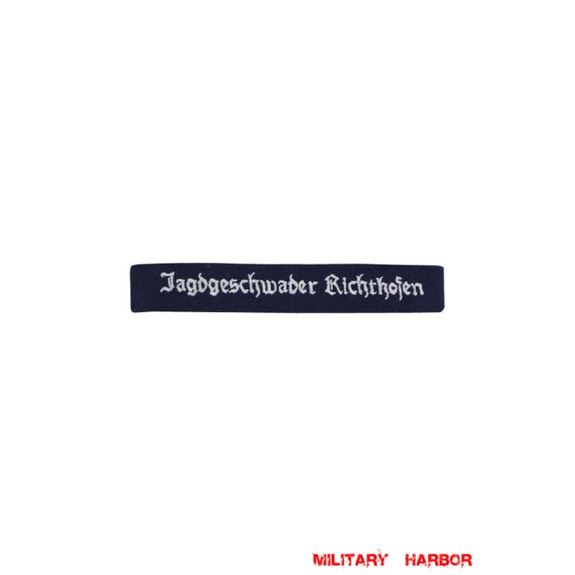 WWII German Luftwaffe Jagdgeschwader Richthofen EM cuff title WW2 German badge,wehrmacht cufftitle,Luftwaffe cufftitle,SS cufftitle,Luftwaffe Jagdgeschwader Richthofen cuff title,WW2 German cufftitle,German insignia,WW2 German,WWII German,waffen ss insignia,WW2 reproduction,WWII German militaria