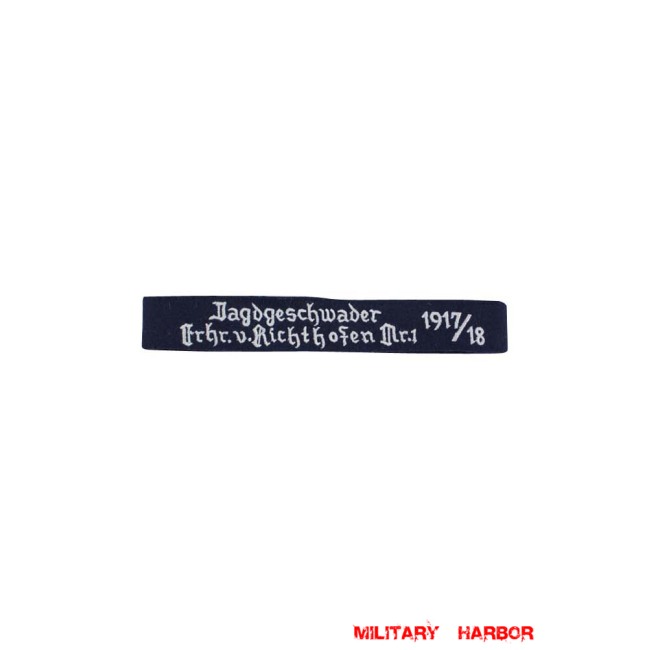 WWII German Luftwaffe Jagdgeschwader Frhr.v.Richthofen Nr.1 1917-18 EM cuff title WW2 German badge,wehrmacht cufftitle,Luftwaffe cufftitle,SS cufftitle,Luftwaffe Jagdgeschwader Richthofen cuff title,WW2 German cufftitle,German insignia,WW2 German,WWII German,waffen ss insignia,WW2 reproduction,WWII German militaria