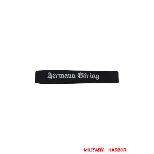 WWII German Luftwaffe Hermann Göring in Gothic script black backing EM cuff title WW2 German badge,wehrmacht cufftitle,Luftwaffe cufftitle,SS cufftitle,Luftwaffe Hermann Goring cuff title,WW2 German cufftitle,German insignia,WW2 German,WWII German,waffen ss insignia,WW2 reproduction,WWII German militaria
