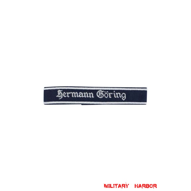 WWII German Luftwaffe Hermann Göring in Gothic script dark blue backing NCO cuff title WW2 German badge,wehrmacht cufftitle,Luftwaffe cufftitle,SS cufftitle,Luftwaffe Hermann Goring cuff title,WW2 German cufftitle,German insignia,WW2 German,WWII German,waffen ss insignia,WW2 reproduction,WWII German militaria
