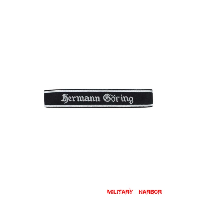 WWII German Luftwaffe Hermann Göring in Gothic script black backing NCO cuff title WW2 German badge,wehrmacht cufftitle,Luftwaffe cufftitle,SS cufftitle,Luftwaffe Hermann Goring cuff title,WW2 German cufftitle,German insignia,WW2 German,WWII German,waffen ss insignia,WW2 reproduction,WWII German militaria