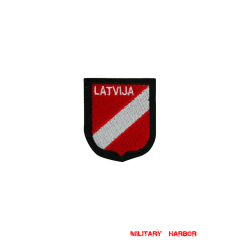 WWII German Latvian Volunteer's armshield Embroidery WW2 german badge,wehrmacht Sleeve badge,Luftwaffe Sleeve badge,SS Sleeve badge,Latvian Volunteer insignia,german badge WWII,militaria german,WWII german,wehrmacht badge,Luftwaffe badge,SS badge,WWII military surplus,WWII german insignia,german sleeve badge,WW2 armshields,German Foreign Volunteer Armshields