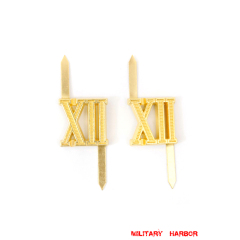 WWII German Shoulder Boards Cyphers Gold XII Wiesbaden 18mm 2pcs German Metal Cyphers,WW2 german,waffen SS,wehrmacht,Shoulder Boards,german cyphers,german badge WWII,militaria german,WWII german,wehrmacht badge,Luftwaffe badge,SS badge,german sleeve eagle,german eagle badge,ss eagle,wehrmacht badge,WWII military surplus,WWII german insignia,shoulderboards insignia,shoulderboards cyphers,shoulderboards pin,shoulderboards badge