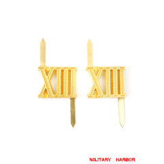 WWII German Shoulder Boards Cyphers Gold XIII Nurnberg 18mm 2pcs German Metal Cyphers,WW2 german,waffen SS,wehrmacht,Shoulder Boards,german cyphers,german badge WWII,militaria german,WWII german,wehrmacht badge,Luftwaffe badge,SS badge,german sleeve eagle,german eagle badge,ss eagle,wehrmacht badge,WWII military surplus,WWII german insignia,shoulderboards insignia,shoulderboards cyphers,shoulderboards pin,shoulderboards badge