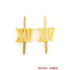 WWII German Shoulder Boards Cyphers Gold XIV Motorized Infantry Div. 18mm 2pcs German Metal Cyphers,WW2 german,waffen SS,wehrmacht,Shoulder Boards,german cyphers,german badge WWII,militaria german,WWII german,wehrmacht badge,Luftwaffe badge,SS badge,german sleeve eagle,german eagle badge,ss eagle,wehrmacht badge,WWII military surplus,WWII german insignia,shoulderboards insignia,shoulderboards cyphers,shoulderboards pin,shoulderboards badge