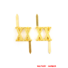 WWII German Shoulder Boards Cyphers Gold XX Danzig 18mm 2pcs German Metal Cyphers,WW2 german,waffen SS,wehrmacht,Shoulder Boards,german cyphers,german badge WWII,militaria german,WWII german,wehrmacht badge,Luftwaffe badge,SS badge,german sleeve eagle,german eagle badge,ss eagle,wehrmacht badge,WWII military surplus,WWII german insignia,shoulderboards insignia,shoulderboards cyphers,shoulderboards pin,shoulderboards badge