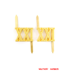 WWII German Shoulder Boards Cyphers Gold XXI Posen 18mm 2pcs German Metal Cyphers,WW2 german,waffen SS,wehrmacht,Shoulder Boards,german cyphers,german badge WWII,militaria german,WWII german,wehrmacht badge,Luftwaffe badge,SS badge,german sleeve eagle,german eagle badge,ss eagle,wehrmacht badge,WWII military surplus,WWII german insignia,shoulderboards insignia,shoulderboards cyphers,shoulderboards pin,shoulderboards badge
