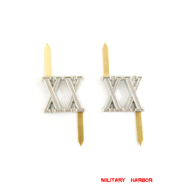 WWII German Shoulder Boards Cyphers Silver XX Danzig 18mm 2pcs German Metal Cyphers,WW2 german,waffen SS,wehrmacht,Shoulder Boards,german cyphers,german badge WWII,militaria german,WWII german,wehrmacht badge,Luftwaffe badge,SS badge,german sleeve eagle,german eagle badge,ss eagle,wehrmacht badge,WWII military surplus,WWII german insignia,shoulderboards insignia,shoulderboards cyphers,shoulderboards pin,shoulderboards badge