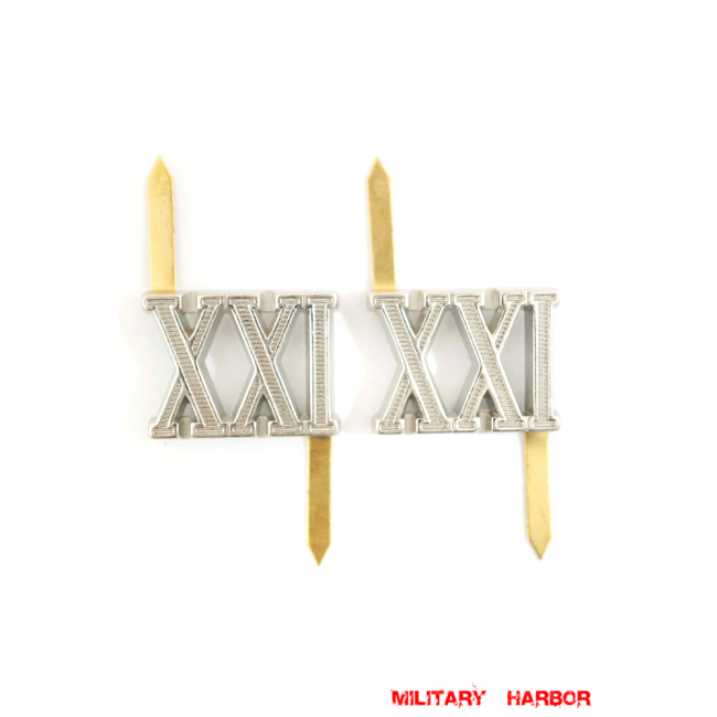 WWII German Shoulder Boards Cyphers Silver XXI Posen 18mm 2pcs German Metal Cyphers,WW2 german,waffen SS,wehrmacht,Shoulder Boards,german cyphers,german badge WWII,militaria german,WWII german,wehrmacht badge,Luftwaffe badge,SS badge,german sleeve eagle,german eagle badge,ss eagle,wehrmacht badge,WWII military surplus,WWII german insignia,shoulderboards insignia,shoulderboards cyphers,shoulderboards pin,shoulderboards badge
