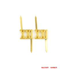 WWII German Shoulder Boards Cyphers Gold XXI Posen 13mm 2pcs German Metal Cyphers,WW2 german,waffen SS,wehrmacht,Shoulder Boards,german cyphers,german badge WWII,militaria german,WWII german,wehrmacht badge,Luftwaffe badge,SS badge,german sleeve eagle,german eagle badge,ss eagle,wehrmacht badge,WWII military surplus,WWII german insignia,shoulderboards insignia,shoulderboards cyphers,shoulderboards pin,shoulderboards badge