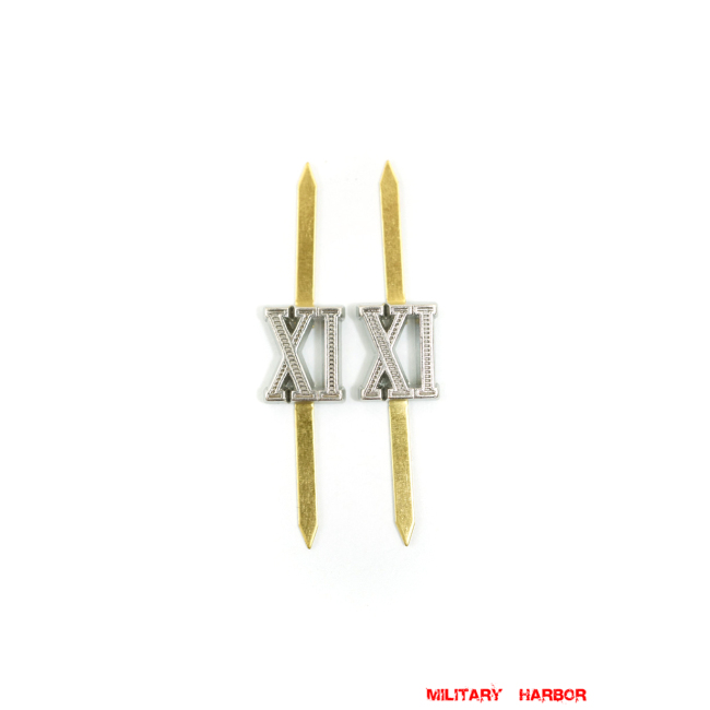 WWII German Shoulder Boards Cyphers Silver XI Hanover 13mm 2pcs German Metal Cyphers,WW2 german,waffen SS,wehrmacht,Shoulder Boards,german cyphers,german badge WWII,militaria german,WWII german,wehrmacht badge,Luftwaffe badge,SS badge,german sleeve eagle,german eagle badge,ss eagle,wehrmacht badge,WWII military surplus,WWII german insignia,shoulderboards insignia,shoulderboards cyphers,shoulderboards pin,shoulderboards badge