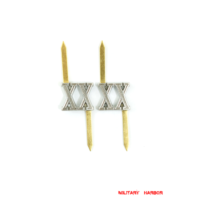 WWII German Shoulder Boards Cyphers Silver XX Danzig 13mm 2pcs German Metal Cyphers,WW2 german,waffen SS,wehrmacht,Shoulder Boards,german cyphers,german badge WWII,militaria german,WWII german,wehrmacht badge,Luftwaffe badge,SS badge,german sleeve eagle,german eagle badge,ss eagle,wehrmacht badge,WWII military surplus,WWII german insignia,shoulderboards insignia,shoulderboards cyphers,shoulderboards pin,shoulderboards badge