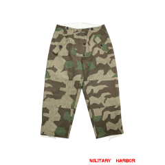 WWII German Reversible Winter Trousers in Splinter 31 Spring Camo German Camo trousers,German uniforms,SS uniforms,Wehrmacht uniforms,WW2 uniforms,Splinter 31,WW2 camo,WWII camo,WW2 German camouflage,WWII German camouflage,German Camo Uniform,winter parka