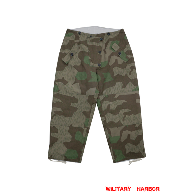 WWII German Reversible Winter Trousers in Splinter 31 Fall Camo German Camo trousers,German uniforms,SS uniforms,Wehrmacht uniforms,WW2 uniforms,Splinter 31,WW2 camo,WWII camo,WW2 German camouflage,WWII German camouflage,German Camo Uniform,winter parka
