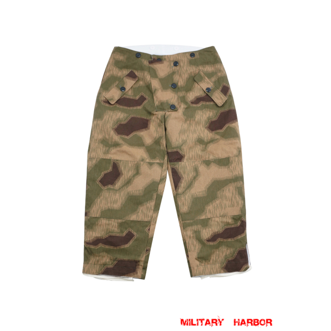 WWII German Reversible Winter Trousers in Marsh Sumpfsmuster 43 Camo German Camo trousers,German uniforms,SS uniforms,Wehrmacht uniforms,WW2 uniforms,Marsh Sumpfsmuster 43,WW2 camo,WWII camo,WW2 German camouflage,WWII German camouflage,German Camo Uniform,winter parka