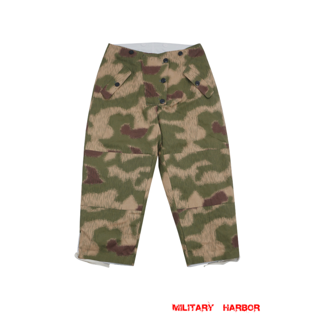 WWII German Reversible Winter Trousers in Marsh Sumpfsmuster 44 Camo German Camo trousers,German uniforms,SS uniforms,Wehrmacht uniforms,WW2 uniforms,Marsh Sumpfsmuster 44,WW2 camo,WWII camo,WW2 German camouflage,WWII German camouflage,German Camo Uniform,winter parka