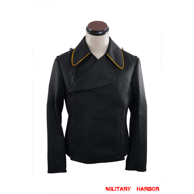WWII German SS Recon Panzer Black Gabardine Wrap/Jacket WW2 german uniform,panzer uniform,german army uniform,Blitz,german panzer,SS panzer uniforms,WWII uniforms,reenactment uniforms,WW2 reproduction,german WWII uniforms,militaria german,german WW2 militaria,WWII jackets,german panzer jacket,german tunic WW2,panzer wrap jacket,WWII field uniforms,WW2 tank uniforms ,german tank uniforms