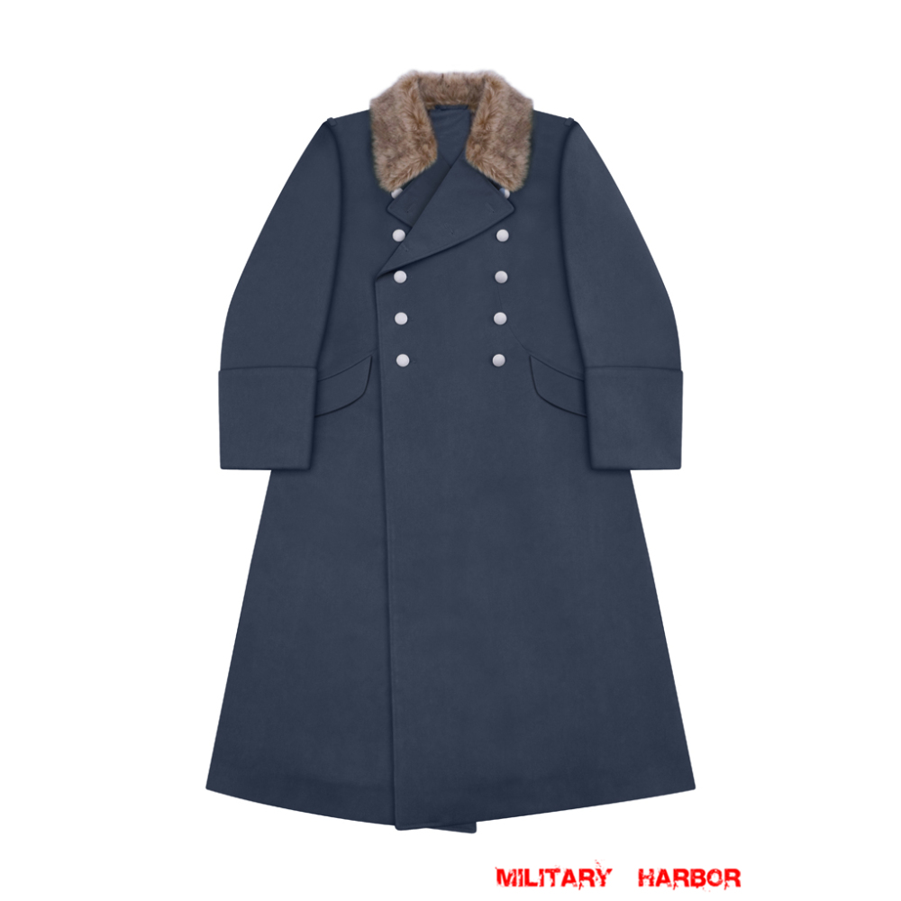 WWII German Luftwaffe Officer Fur Collar Gabardine Greatcoat