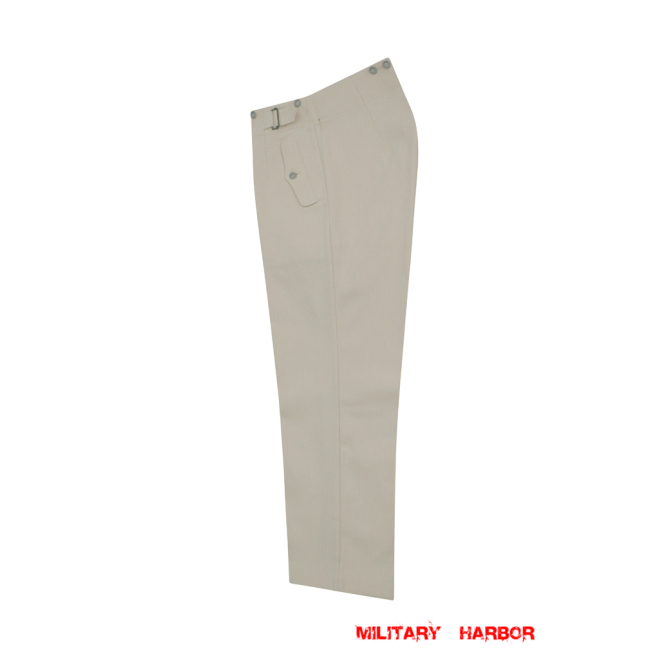 WWII German Luftwaffe Summer HBT Off-White Drill Flight Trousers WW2 german uniform,Luftwaffe uniform,german army uniform,german airforce,lufrwaff officer trousers,WWII German HBT Cotton Luftwaffe Trousers,HBT uniforms,WW2 german militaria,WW2 military surplus,w2 uniforms,WWII german,replica military uniforms,german summer uniforms,WWII Reenactment,reenactment  shop