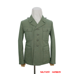 WWII German Police EM Mottled Green Open Collar Summer Service Tunic WW2 German police cotton Tunic,WW2 german police uniforms,WWII police uniform,WWII german police militaria,ww2 german police jacket,ww2 German police summer uniforms