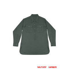 WWII German Heer SS Green-Grey Long Sleeve Pullover Shirt WW2 german uniform,Luftwaffe uniform,german army uniform,german airforce,german Service Shirt,German Long sleeve shirt,HBT uniforms,WW2 german militaria,WW2 military surplus,w2 uniforms,WWII german,replica military uniforms,german summer uniforms,WWII Reenactment,reenactment  shop