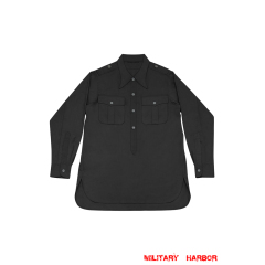 WWII German Panzer Black Long Sleeve Pullover Shirt WW2 german uniform,Luftwaffe uniform,german army uniform,german airforce,german Service Shirt,German Long sleeve shirt,HBT uniforms,WW2 german militaria,WW2 military surplus,w2 uniforms,WWII german,replica military uniforms,german summer uniforms,WWII Reenactment,reenactment  shop