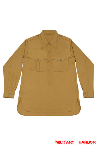 WWII German Waffen-SS Tropical Sahariana Sand Long Sleeve Shirt