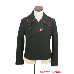 WWII German Heer hot pink collar thread panzer black wool wrap/jacket WWII German Wool Panzer Tunic,WW2 german uniforms,WWII army uniform,WWII german militaria,wehrmacht,german military clothing,WW2 reproduction,german panzer