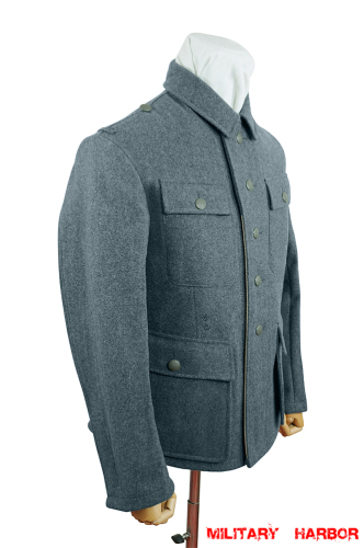 WWII German M43 SS EM Italian Field Wool tunic Feldbluse blue green grey