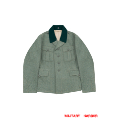 WWII German M37 SS EM fieldgrey wool tunic Feldbluse deep green collar WWII German Wool Tunic,WW2 german uniforms,WWII army uniform,WWII german militaria,SS uniform,german military clothing,WW2 reproduction,M37 tunic,waffen SS