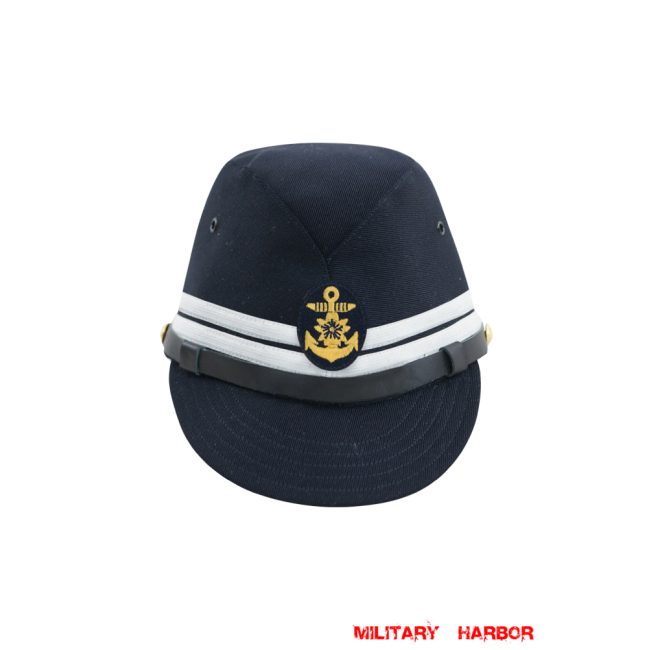 WWII Japanese IJN Navy First Type Officer field cap Gabardine Blue 第二次世界大戦 日本帝国海軍 一種 士官略帽戦闘帽 青/ブルー ギャバジン材料