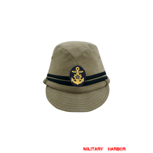 WWII Japanese IJN Navy Third Type Officer field cap Khaki later 第二次世界大戦 日本帝国海軍 三種 士官略帽 後期 茶系 WWII Japan field caps,WW2 japanese,japanese uniforms,WW10 japanese cap,IJA cap,IJN cap,IJN Navy Third Type field cap