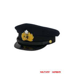 WWII Japanese IJN Navy visor cap wool blue 第二次世界大戦 日本帝国海軍軍帽制帽 ウール 青/ブルー WWII Japan tunic,WW2 japanese,japanese uniforms,Imperial Japanese army,Imperial Japanese navy,WW2 japan uniform,helmet,insignia,badge,medal,field gear,boots for reenactors