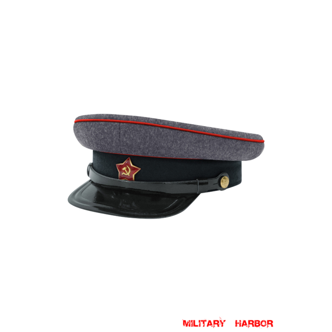 WWII Russian Soviet Red Army Artillery/Armoured Forces Wool M35 Visor Cap II Soviet Visor Caps ,Soviet Union Visor Caps,USSR Visor Caps,Red Army Visor Caps,RKKA Visor Caps,NKVD Visor Caps