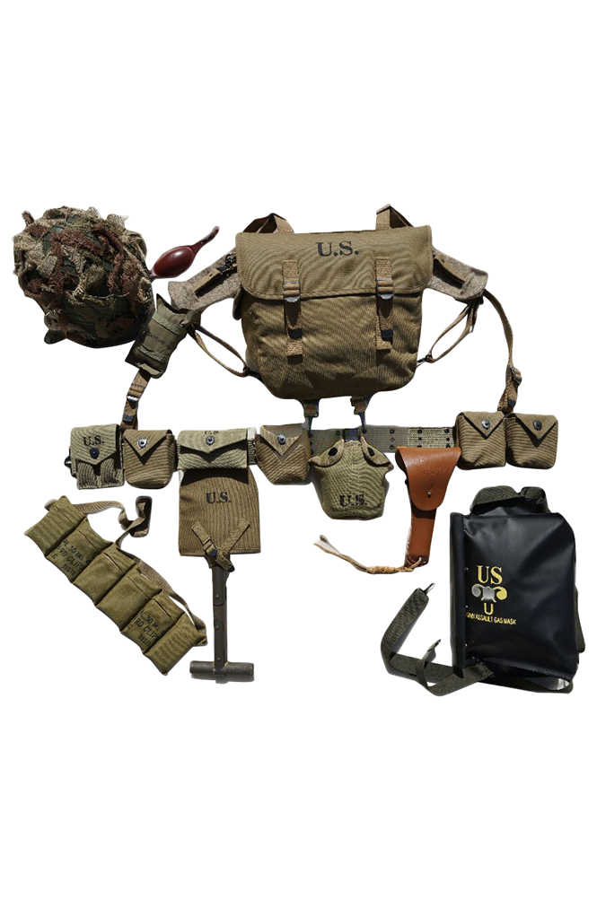 ww2 US,ww2 US ARMY,ww2 USMC, US field gear,vintage, M1, helmet, field, jacket, paratrooper,Blitz,Dday,Operation Market Garden,Normandy,Arden,Battle of berlin,Barbarossa,El Alamein,Dunkirk,midway,bulge,Band of Brothers,Saving Private Ryan,Fury,Valkyrie,WWII D-Day Paratroopers Field Gear Package