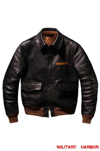WWII US A-2 Leather Fighter Pilot Jacket Black