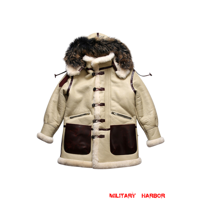 WWII US B-7 Arctic Parka Jacket White ww2 leather jacket,US Pilot Jacket,A2 fighter Jacket,ww2 Fighter Jacket