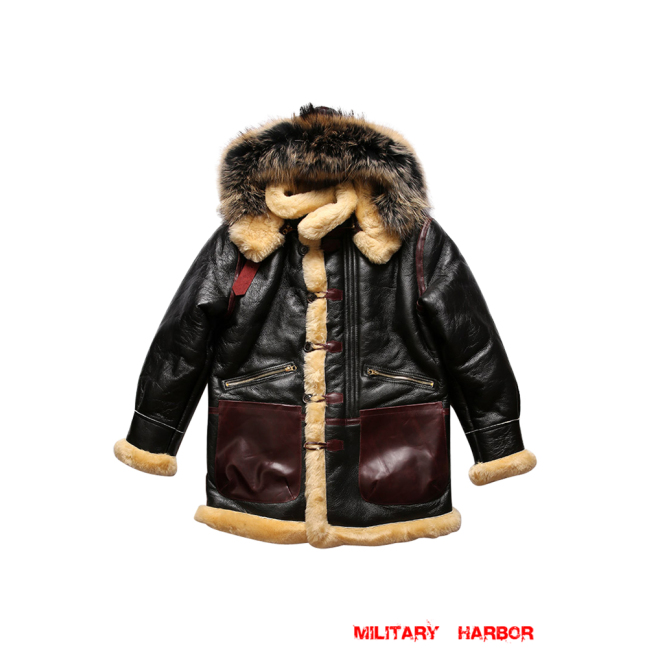 WWII US B-7 Arctic Parka Jacket Black ww2 leather jacket,US Pilot Jacket,A2 fighter Jacket,ww2 Fighter Jacket