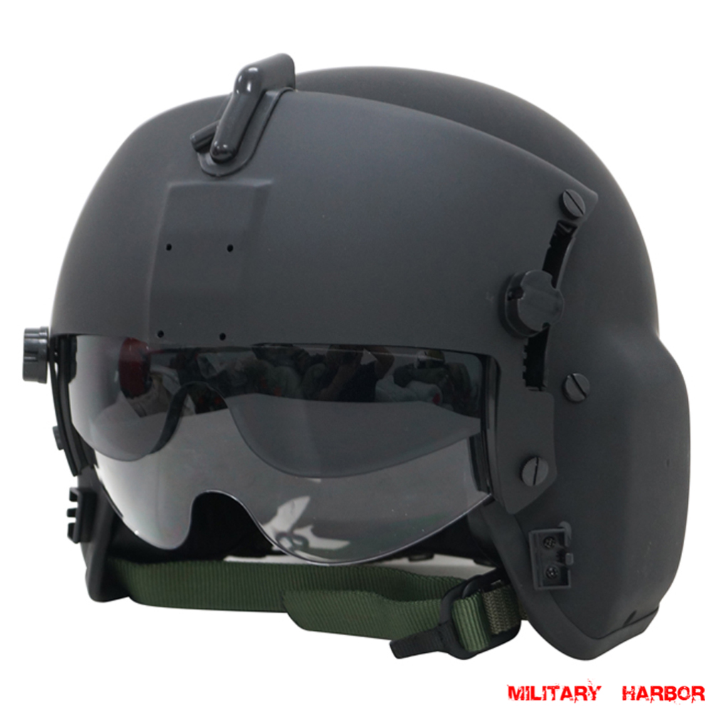 HGU-56P Helicopter Pilot Helmet with Dual lens and face shield airsoft ABS replica black